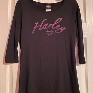Harley-Davidson black 3/4 length sleeve top size womens medium